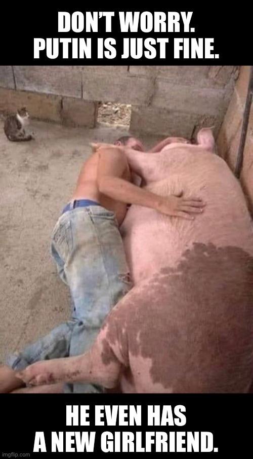 The pig and his girlfriend | DON’T WORRY. PUTIN IS JUST FINE. HE EVEN HAS A NEW GIRLFRIEND. | made w/ Imgflip meme maker