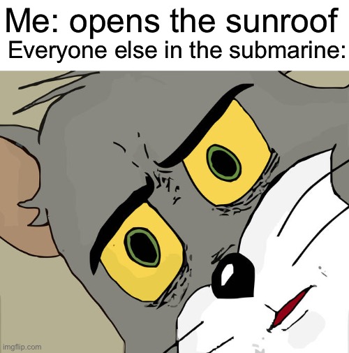 What’s wrong guys? I just need some fresh ai-blublublublub | Me: opens the sunroof; Everyone else in the submarine: | image tagged in memes,unsettled tom,stop reading the tags,im warning you,enough is enough,you have been eternally cursed for reading the tags | made w/ Imgflip meme maker