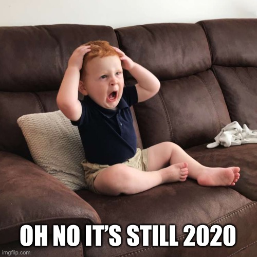 Terrified Toddler | OH NO IT’S STILL 2020 | image tagged in terrified toddler | made w/ Imgflip meme maker