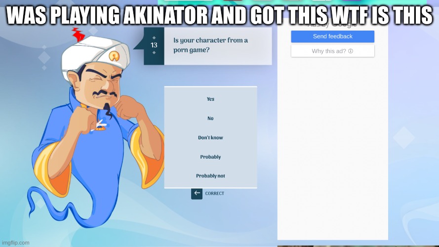 just why | WAS PLAYING AKINATOR AND GOT THIS WTF IS THIS | image tagged in why | made w/ Imgflip meme maker