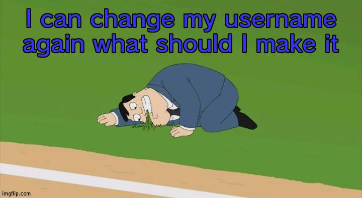 I can change my username again what should I make it | image tagged in stan smith touching grass | made w/ Imgflip meme maker