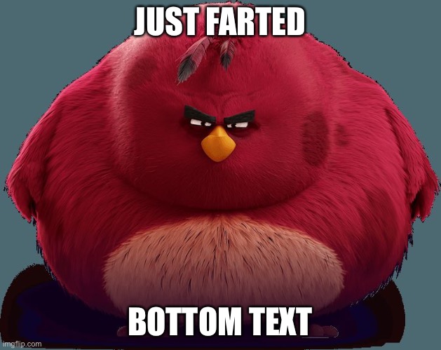 just farted | JUST FARTED; BOTTOM TEXT | image tagged in angry birds - terence | made w/ Imgflip meme maker
