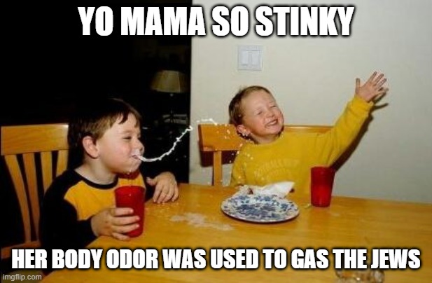 Toxic | YO MAMA SO STINKY; HER BODY ODOR WAS USED TO GAS THE JEWS | image tagged in yo momma so fat | made w/ Imgflip meme maker