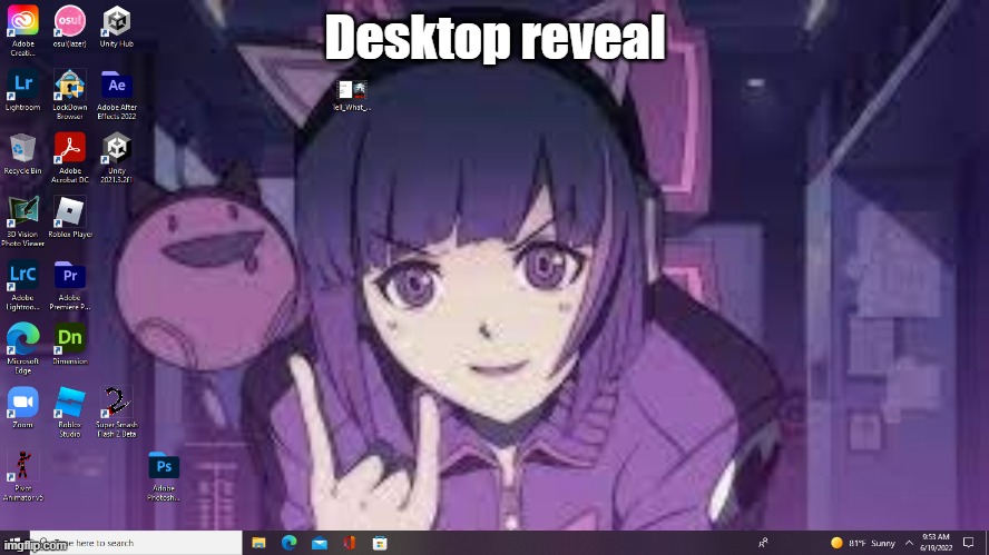 And yes, my wallpaper is NEKO | Desktop reveal | image tagged in computer desktop | made w/ Imgflip meme maker