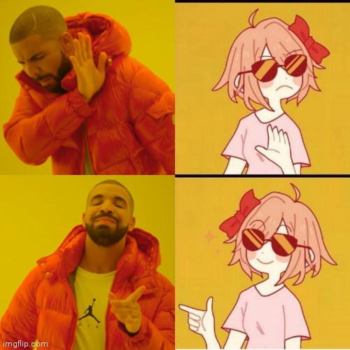 a normal conversation | image tagged in memes,drake hotline bling,sayori drake | made w/ Imgflip meme maker