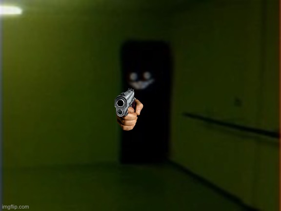 Smiler with a gun | image tagged in backrooms smiler | made w/ Imgflip meme maker