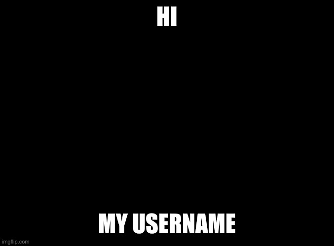 blank black | HI; MY USERNAME | image tagged in blank black | made w/ Imgflip meme maker