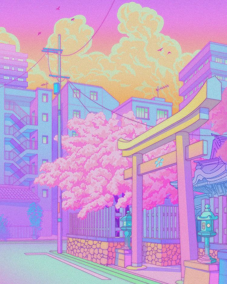 Neon anime city background Blank Template - Imgflip