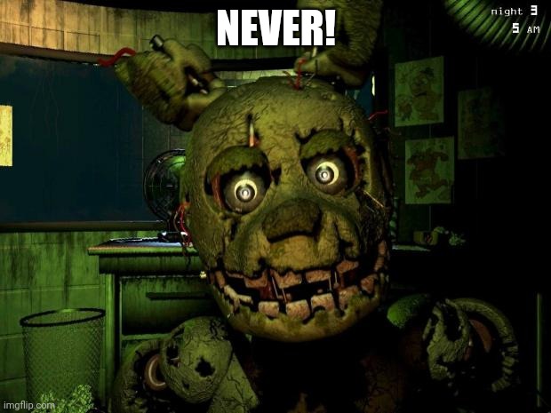 springtrap | NEVER! | image tagged in springtrap | made w/ Imgflip meme maker