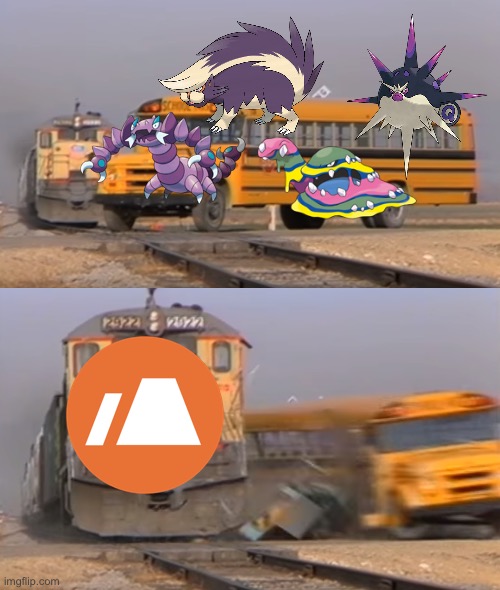 Ground beats Poison | image tagged in a train hitting a school bus | made w/ Imgflip meme maker