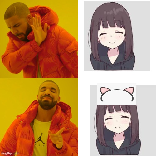 Cat girls over actual girls...? | image tagged in memes,drake hotline bling | made w/ Imgflip meme maker