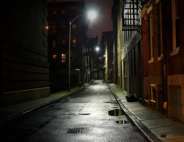 High Quality Alleyway at night Blank Meme Template