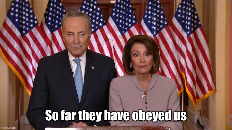 Chuck and Nancy | So far they have obeyed us | image tagged in chuck and nancy | made w/ Imgflip meme maker