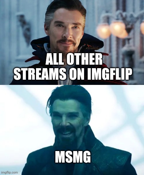 Good and Bad Doctor Strange | ALL OTHER STREAMS ON IMGFLIP; MSMG | image tagged in good and bad doctor strange | made w/ Imgflip meme maker