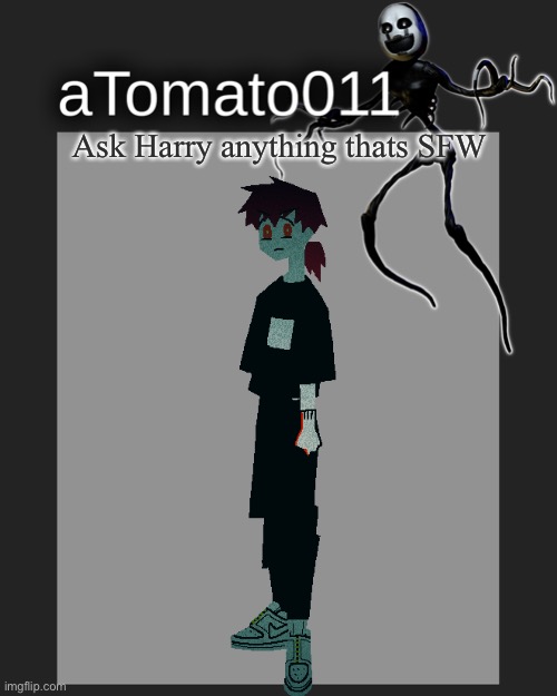 Ask Harry anything thats SFW | image tagged in atomato011's template | made w/ Imgflip meme maker