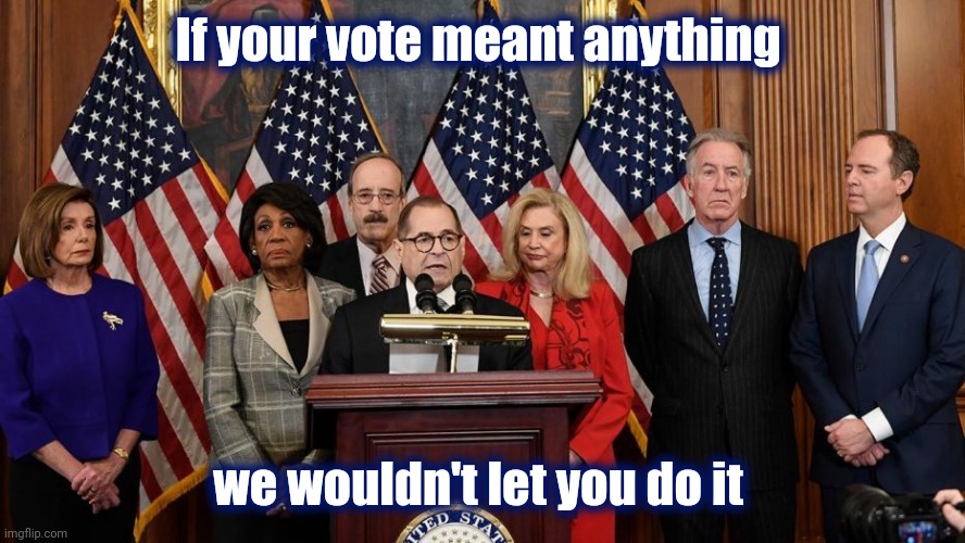 House Democrats | If your vote meant anything we wouldn't let you do it | image tagged in house democrats | made w/ Imgflip meme maker