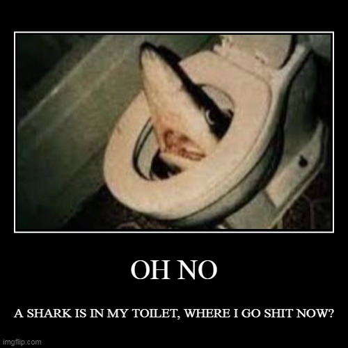 shark in the toilet | image tagged in funny,shark,toilet humor | made w/ Imgflip demotivational maker