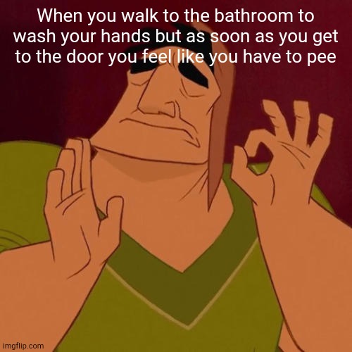 When X just right |  When you walk to the bathroom to wash your hands but as soon as you get to the door you feel like you have to pee | image tagged in when x just right,pee,funny,memes,lol,perfect | made w/ Imgflip meme maker
