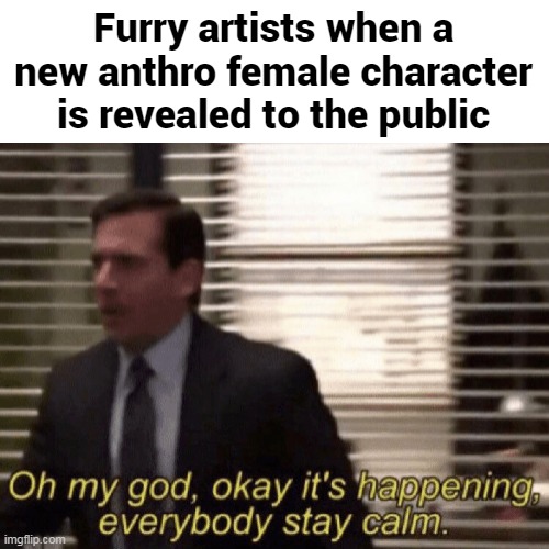 Furry artists when a new anthro female character is revealed to the public | image tagged in memes,furry | made w/ Imgflip meme maker