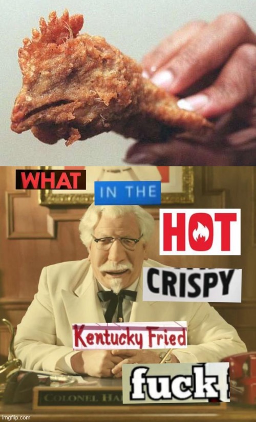 image tagged in what in the hot crispy kentucky fried frick | made w/ Imgflip meme maker