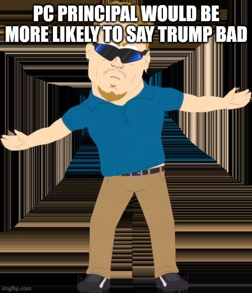 PC Principal | PC PRINCIPAL WOULD BE MORE LIKELY TO SAY TRUMP BAD | image tagged in pc principal | made w/ Imgflip meme maker