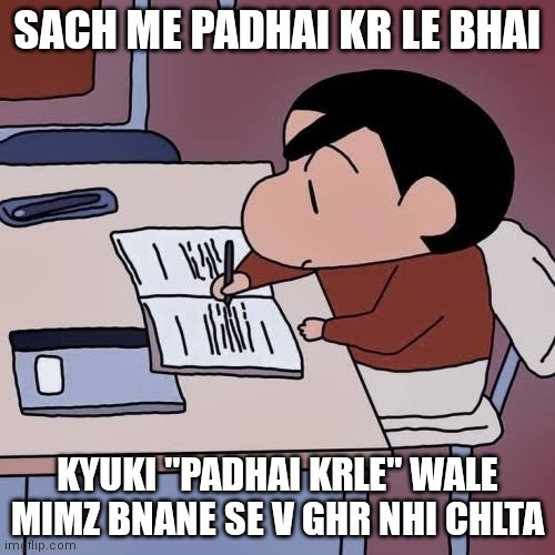 Bhai Padhai Karle | SACH ME PADHAI KR LE BHAI; KYUKI "PADHAI KRLE" WALE MIMZ BNANE SE V GHR NHI CHLTA | image tagged in bhai padhai karle | made w/ Imgflip meme maker