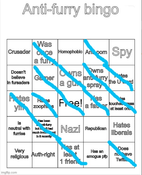 I re-did it because I’m dum | image tagged in anti-furry bingo,memes | made w/ Imgflip meme maker