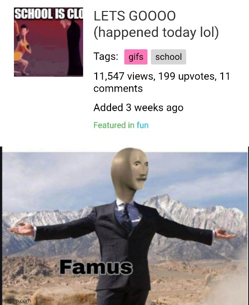 Well... FAMUS | image tagged in stonks famus | made w/ Imgflip meme maker