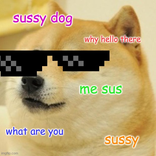 Doge Meme | sussy dog; why hello there; me sus; what are you; sussy | image tagged in memes,doge,funny,sussy | made w/ Imgflip meme maker