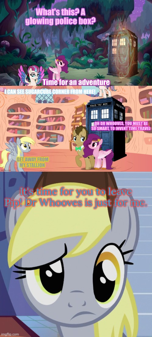 Derpy problems | image tagged in mlp,time travel,but why why would you do that,ive got no idea,whats going on | made w/ Imgflip meme maker
