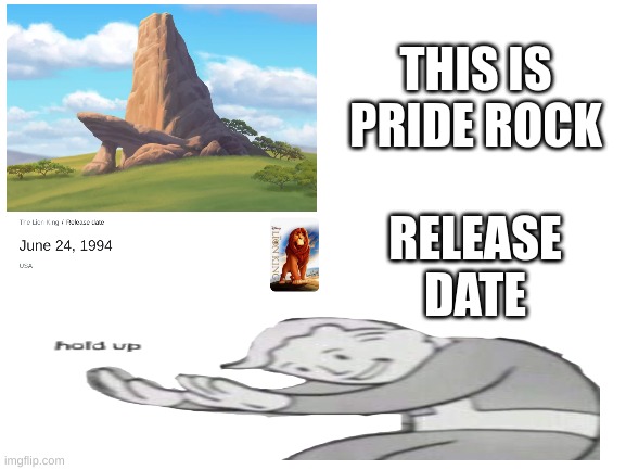 Blank White Template | THIS IS PRIDE ROCK; RELEASE DATE | image tagged in blank white template | made w/ Imgflip meme maker