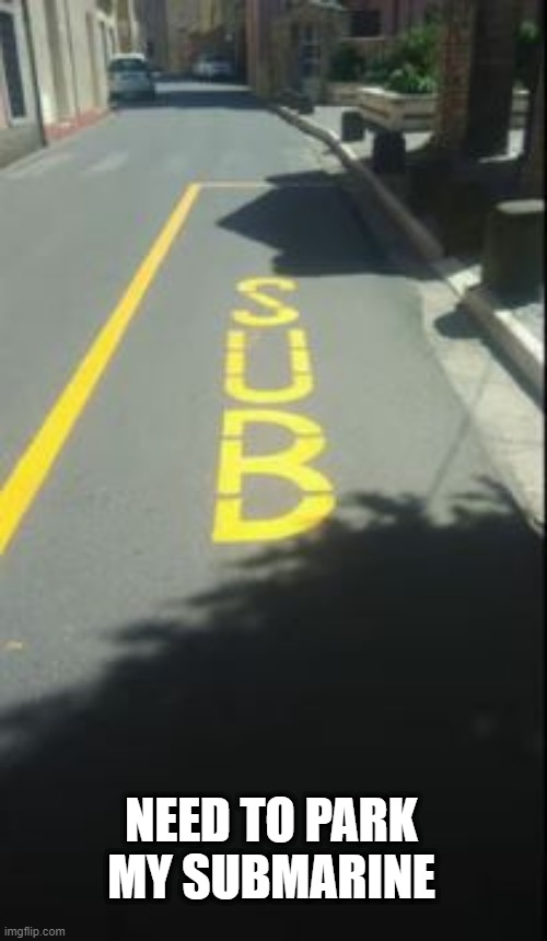 Parking? | NEED TO PARK MY SUBMARINE | image tagged in you had one job | made w/ Imgflip meme maker