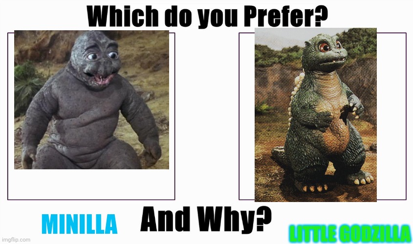What do you think is best baby goji | LITTLE GODZILLA; MINILLA | image tagged in which do you prefer,godzilla,kaiju,baby,cute | made w/ Imgflip meme maker