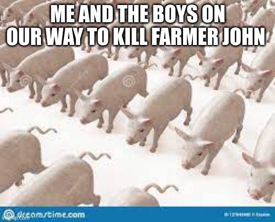 ME AND THE BOYS ON OUR WAY TO KILL FARMER JOHN | image tagged in memes,meme,funny,pigs,farmer jhon | made w/ Imgflip meme maker