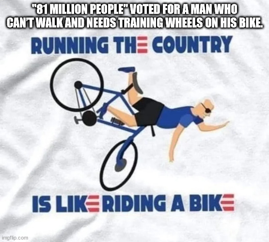 "81 MILLION PEOPLE" VOTED FOR A MAN WHO CAN’T WALK AND NEEDS TRAINING WHEELS ON HIS BIKE. | made w/ Imgflip meme maker