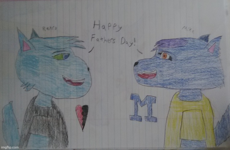 A drawing i made for my dad yesterday for fathers day :3 (he liked it) | image tagged in furry,fursona,oc,drawings,fathers day | made w/ Imgflip meme maker