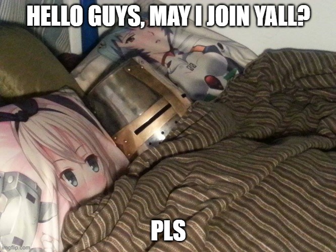 hello :D | HELLO GUYS, MAY I JOIN YALL? PLS | image tagged in weeb crusader | made w/ Imgflip meme maker