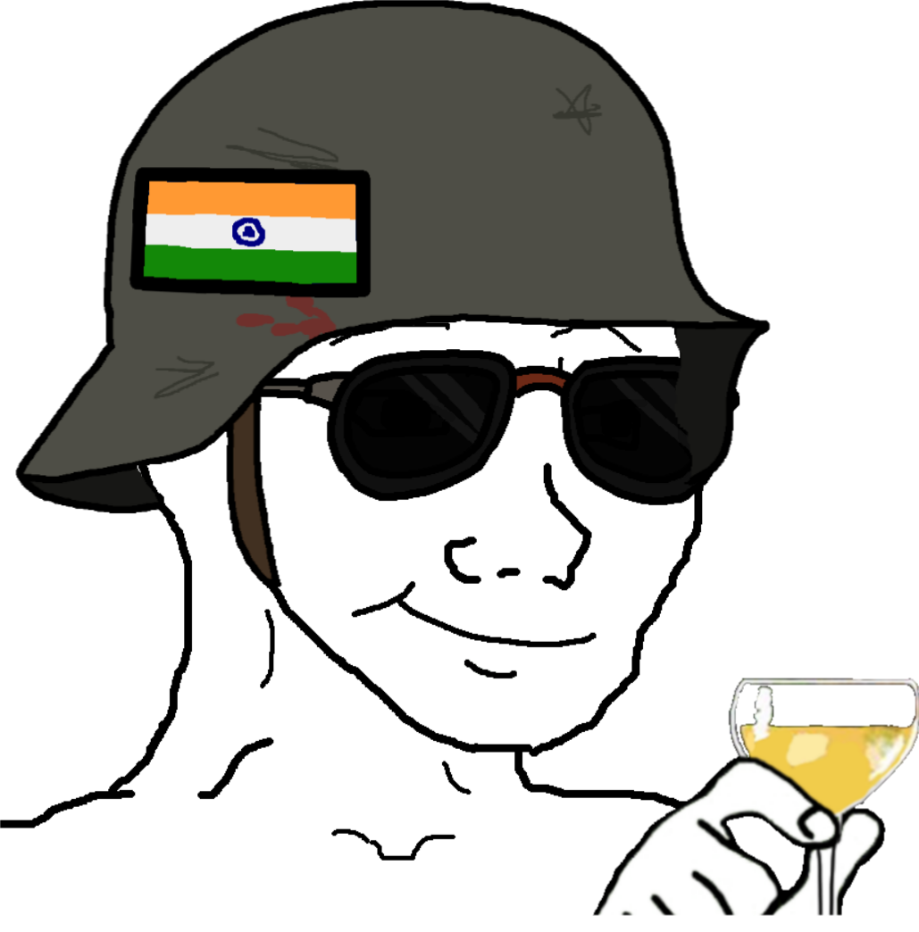 High Quality Indian Army Wojak with champange Blank Meme Template
