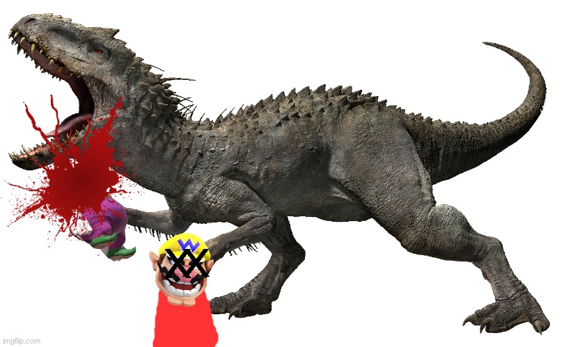 Wario gets his head ripped off by the Indominus Rex.mp3 | image tagged in wario dies,wario,jurassic park,jurassic world,dinosaur,hybrid | made w/ Imgflip meme maker