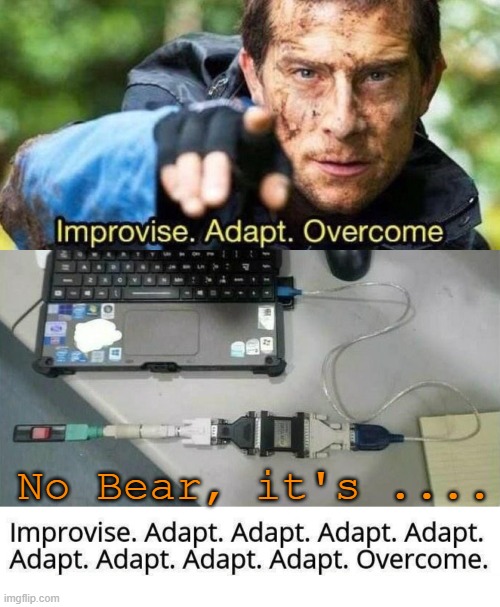 Beyond improvise |  No Bear, it's .... | image tagged in improvise adapt overcome | made w/ Imgflip meme maker