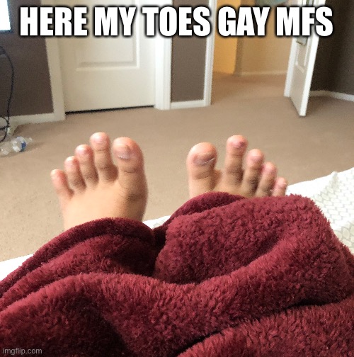 HERE MY TOES GAY MFS | made w/ Imgflip meme maker