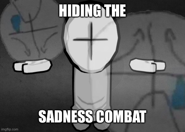 h | HIDING THE; SADNESS COMBAT | image tagged in hiding the sadness combat | made w/ Imgflip meme maker
