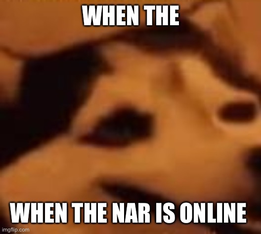 silly doggo | WHEN THE; WHEN THE NAR IS ONLINE | image tagged in silly doggo | made w/ Imgflip meme maker