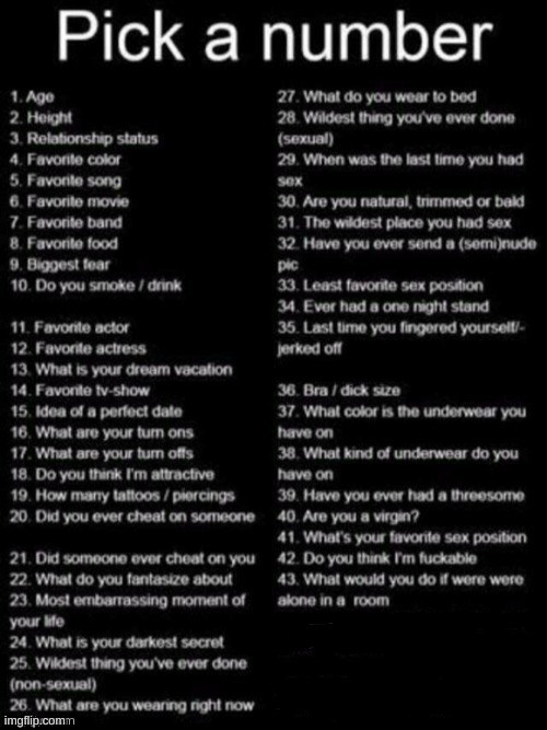 Pick a number | image tagged in pick a number | made w/ Imgflip meme maker