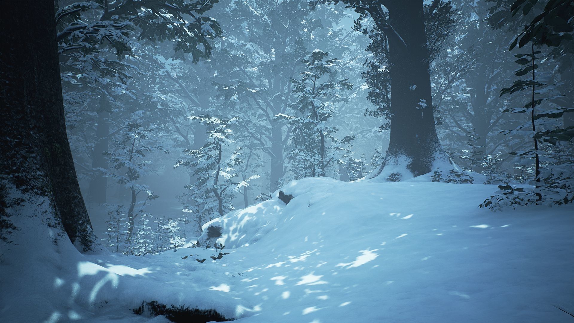 High Quality Snowy forest background Blank Meme Template