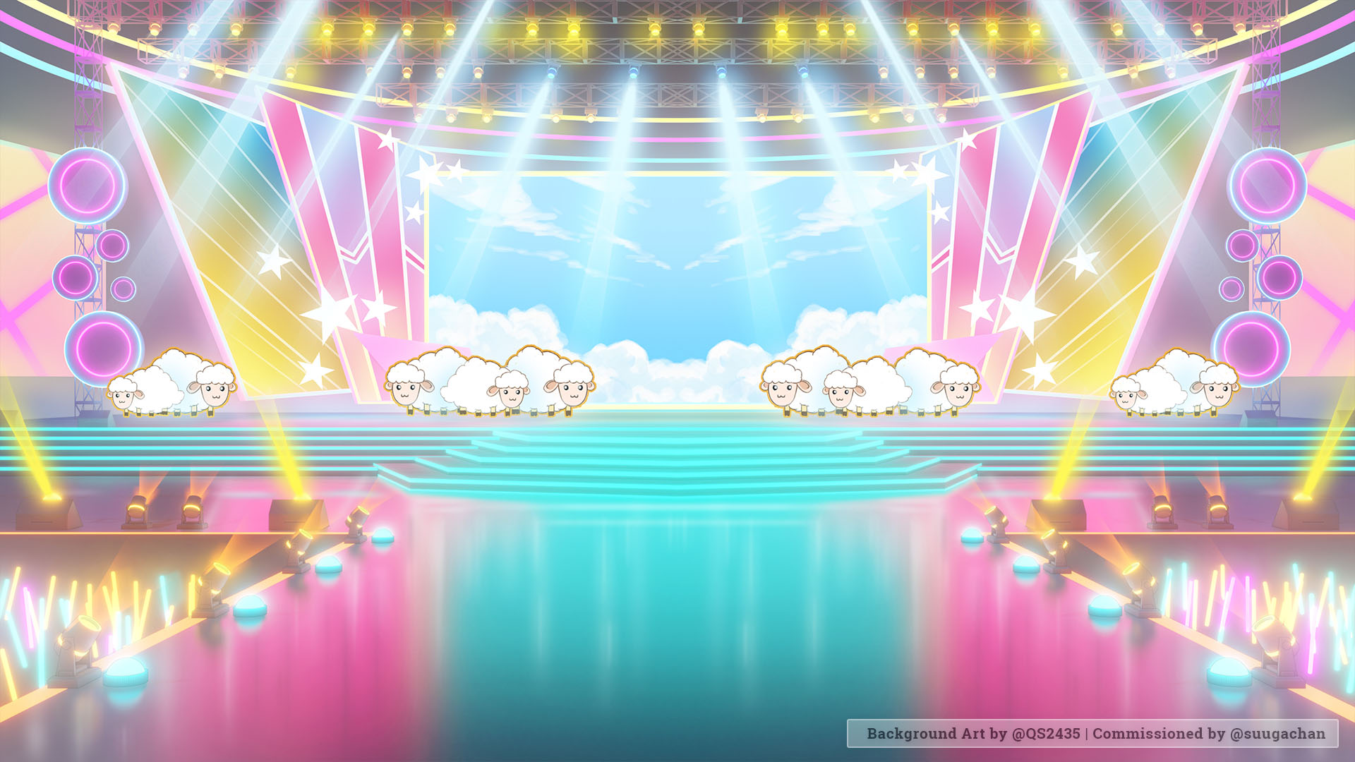 Aesthetic anime stage background Blank Meme Template