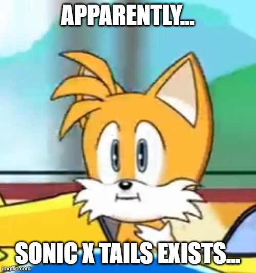 True | APPARENTLY... SONIC X TAILS EXISTS... | image tagged in tails hold up,sonic x tails | made w/ Imgflip meme maker