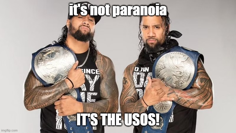 Hello chat | it's not paranoia; IT'S THE USOS! | made w/ Imgflip meme maker