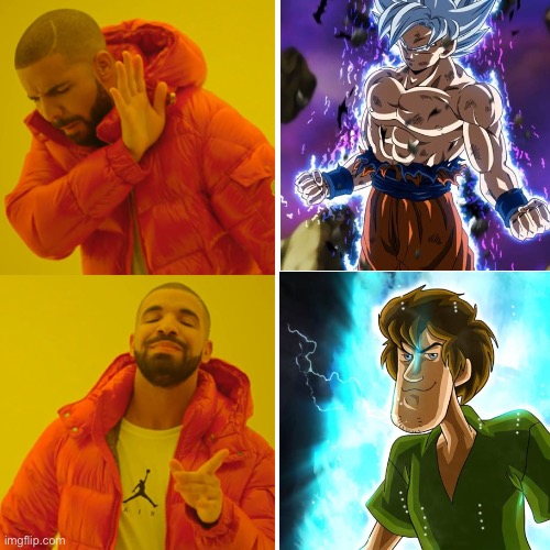 Ultra instinct dudes | image tagged in shaggy,goku,ultra instinct shaggy,ultra instinct goku | made w/ Imgflip meme maker