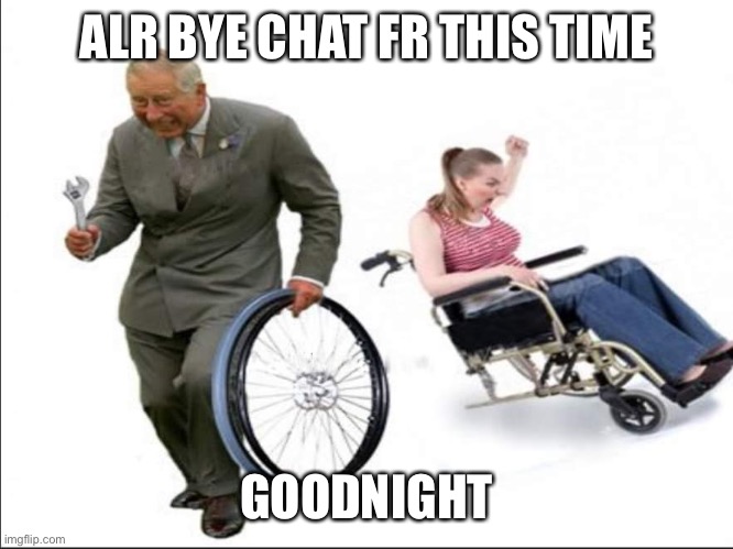 For real this time lol | ALR BYE CHAT FR THIS TIME; GOODNIGHT | image tagged in stolen bye | made w/ Imgflip meme maker